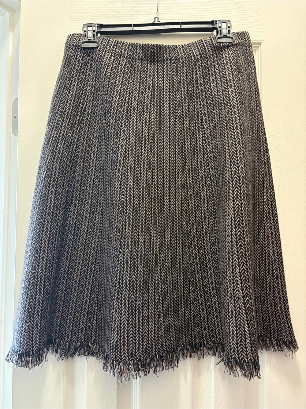 Black & Crème Knit A-Line Skirt